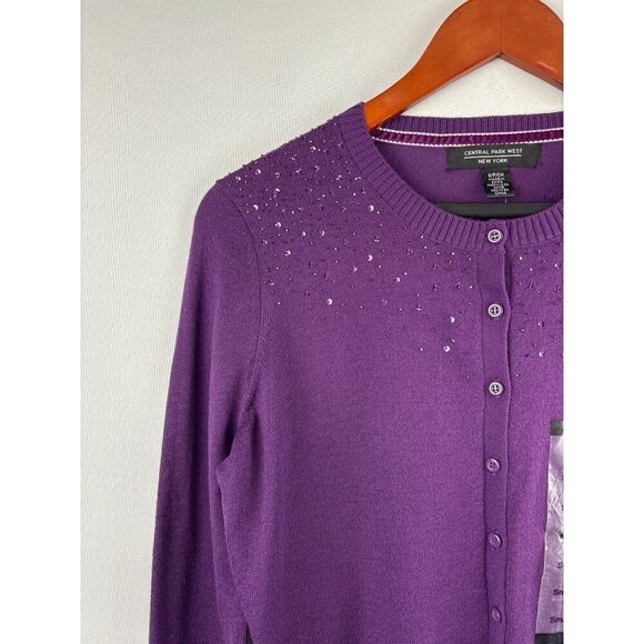 Women’s Central Park West Small Sparkly Plum Cardigan - Picture 2 of 6